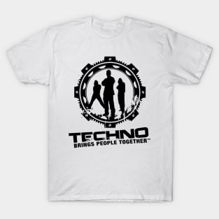 Techno Brings People Together - logo (black) T-Shirt